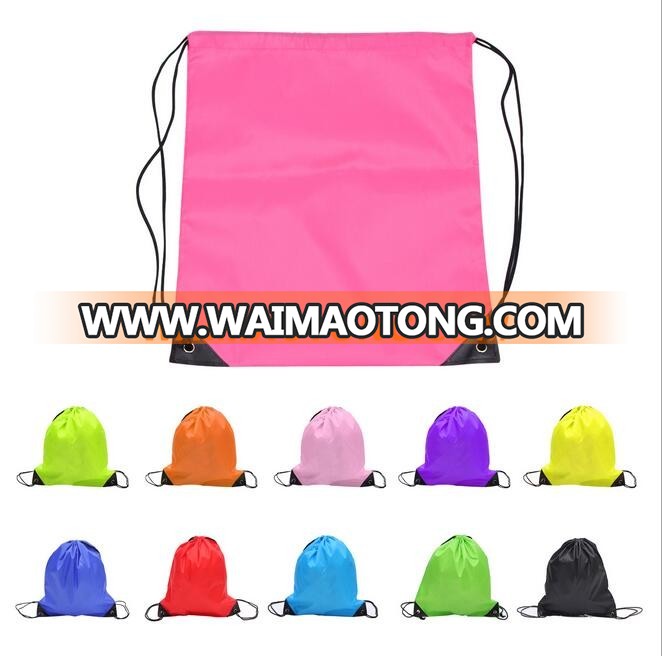 Stock 12 colors blank polyester wholesale bulk cheap custom drawstring bags no minimum